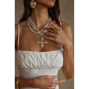 12th Tribe Angelica Gold Pearl Cross Statement Necklace Size O/SO/S PRE-ORDER EA
